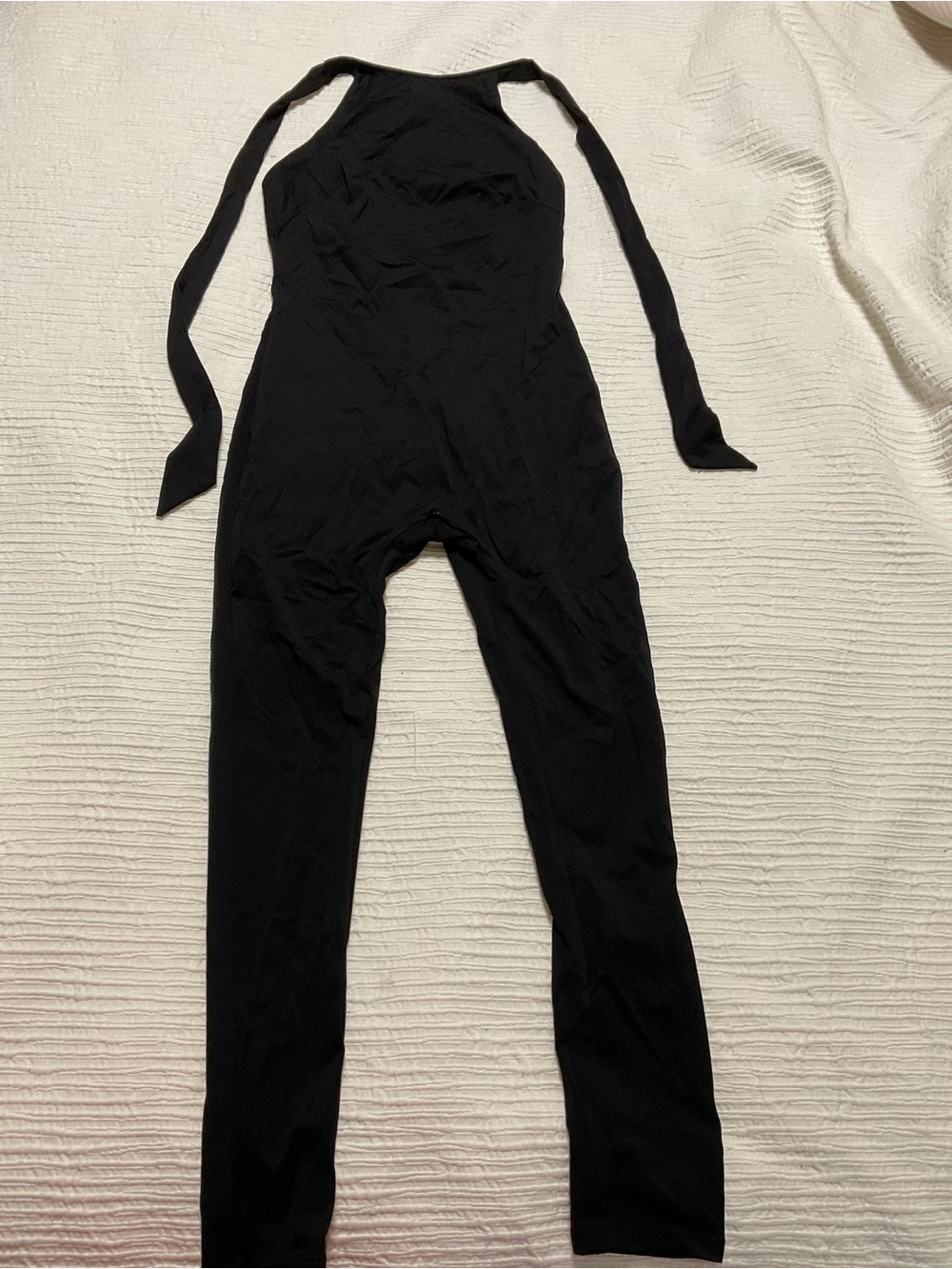 Sleek Black Halter Tie-Neck Jumpsuit
